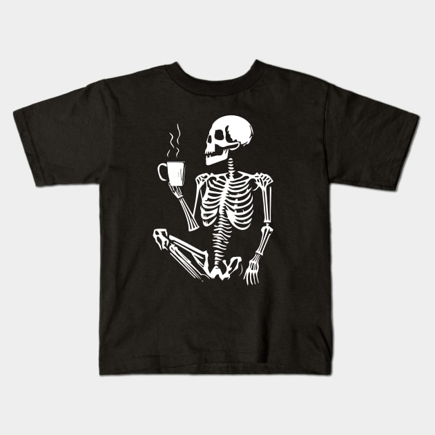 skeleton coffee Kids T-Shirt by lkn
